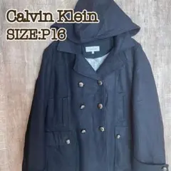 カルバンクライン Calvin Klein Pコート 黒 P16 フード付のサムネイル