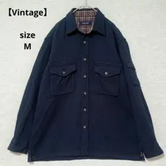 Vintage cpoシャツジャケット ネル裏地総柄 フラップポケット 綿100のサムネイル