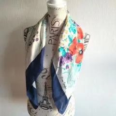 Pierre Cardin 花柄シルクスカーフ　昭和レトロ　84×81cmのサムネイル
