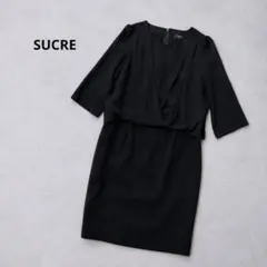 新品 SUCRE シュクル フォーマルワンピース 黒 M セレモニー 七分袖