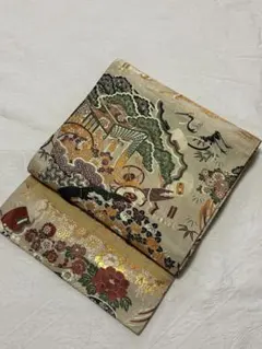 アンティーク 正絹 金糸 銀糸 丸帯 両面全通⑧