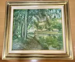 真作保証 油絵 風景画 牛と丘の家 金縁額装 油彩 アート - メルカリ