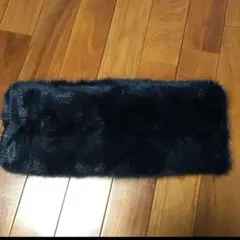 ダークブルー ファー ネックウォーマー