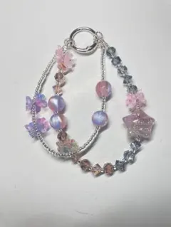 ハンドメイド 多色ビーズ携帯ストラップ