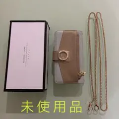 iPhoneX/XS対応金属ショルダー・ジッパーポケット・鏡付手帳型スマホケース