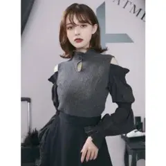 EAT ME オープンショルダーリブTOP ブラック 長袖