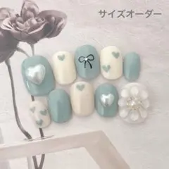 ネイルチップ サイズオーダー ぷっくりフラワー ニュアンス 落書き シンプル 冬