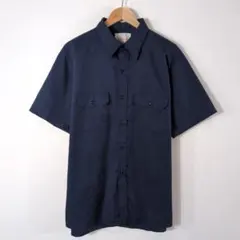 【夏物セール】SEARS シアーズ 無地 半袖ワークシャツ 紺 XL 2XL