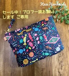 ラミネート大きな隠しマチポーチ Cathスウィーツ柄❤️Handmade