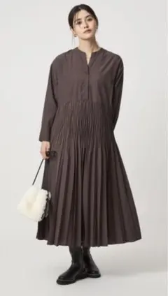 グリーンレーベルリラクシング　ワッシャー プリーツ ロングスリーブ ワンピース