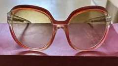 オレンジ透明ラウンド型サングラス