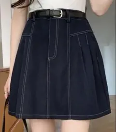 ダークブルー プリーツスカート JP-L (L)