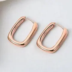 スクエア 四角 シンプル ピアス ピンクゴールド S925 刻印 キャッチレス