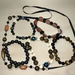 天然石ブレスレット　五つセット　ネックレス付き