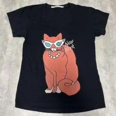 JOYRICH Tシャツ ブラック 猫プリントのサムネイル