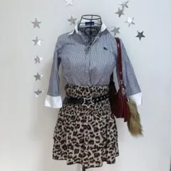 y2k Burberry ストライプシャツ　開襟　平成ギャル　ポニーロゴ