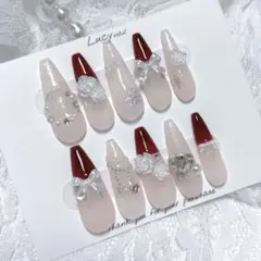 ネイルチップ 現品オーダー ちゅるん ガーリー ワンホン 韓国 量産型 フレンチ