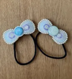 ハンドメイド　手作り　リボン　ゴム　革