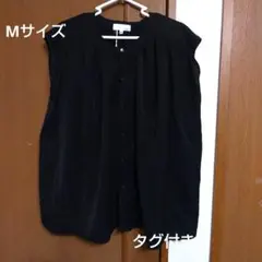 タグ付き ノースリーブシャツ・ゴールドボタン ブラック Mサイズ
