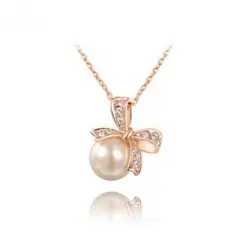 パール リボン ネックレス ローズゴールド 真珠 EARTHER RING