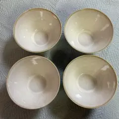 クリーム色の陶器製 ラーメンどんぶり 4個セット