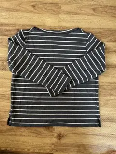 UNIQLO グレー　長袖Tシャツ ボーダー　ボートネックMサイズ