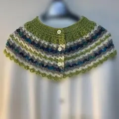 ハンドメイド　ショール　マフラー ネックウォーマー　ボタン付