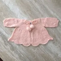 ピンク レース編み カーディガン