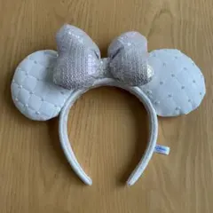 ミッキー型カチューシャ ホワイト スパンコール付き