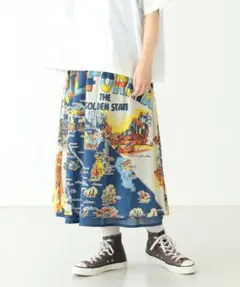 BEAMS BOY別注 BINDUコラボ マップ柄スカート カリフォルニアのサムネイル