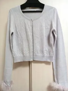 ウィルセレクション　ファー付き薄紫長袖カーディガン