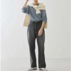 マルチボーダー 長袖カットソー ワイドシルエット M
