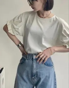ap retro ホワイト バルーン袖 Tシャツ Mサイズのサムネイル