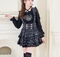 リズリサ はしごリボンツイードティアードスカパン 黒