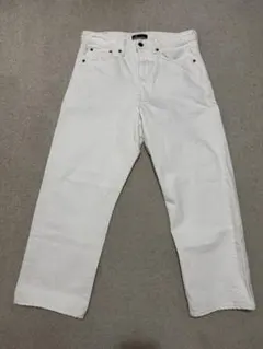 AKM × Lee ストレッチ　ホワイトデニムパンツ　バイカーズパンツ　白　L AKM × Lee ストレッチ ホワイトデニムパンツ バイカーズパンツ 白 L