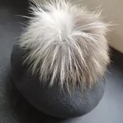 CA4LA グレー ファー付き ベレー帽