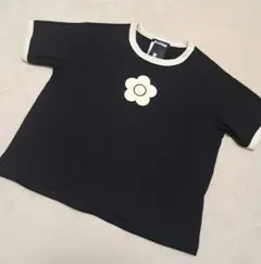 新品タグ付　MARY QUANT 黒 フラワーモチーフ 半袖Tシャツ M