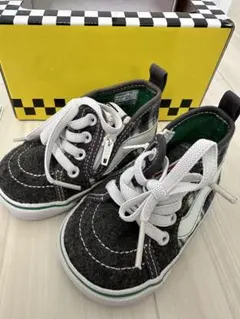 Vans キッズ　ベビー　シューズ　 グレー/ホワイト 箱付き　チェック柄　美品