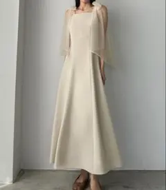 【お値下げ】Louere チュールリボンキャミワンピース　セミフレア　アイボリー