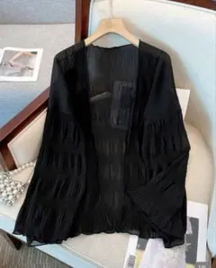 フレンチスリーブシアーカーディガン 黒・白2枚セット