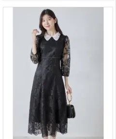 新品　tocco closet 取り外し可能な立体フラワー襟付きレースワンピース