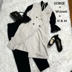 セレモニー 3点セット✨入園式　入学　卒業式　卒園　ジレ　ママスーツ★黒　M