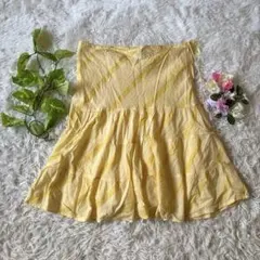 【GAP】 レディース フレアスカート (M) 10 麻 リネン イエロー