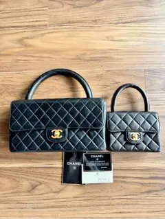 シャネル 4番台 ココマーク パテントレザーマトラッセ 親子バッグ ハンドバッグ CHANEL シャネル 親子バッグ 子バッグ 子供 トップハンドル