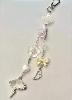 ビーズストラップ y2k クリア ホワイト