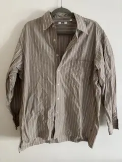 UNIQLO U 長袖シャツ M ベージュ ストライプ