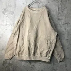 B277古着　トレーナー　スウェット　ベージュ　無地　90s Y2K