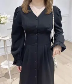 シャツワンピ シャツワンピース 黒 ブラック ロングワンピース 長袖