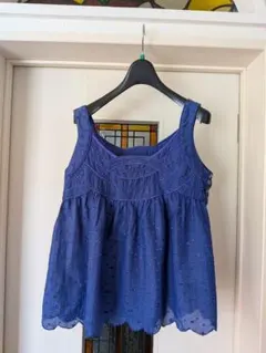 TSUMORI CHISATO キャミソール 刺繍ネイビーパープル、綿シルク素材のサムネイル