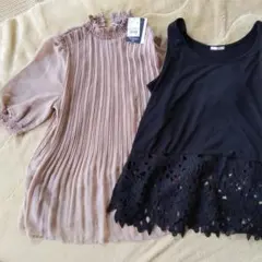 トップスピンク色、キャミソールセット